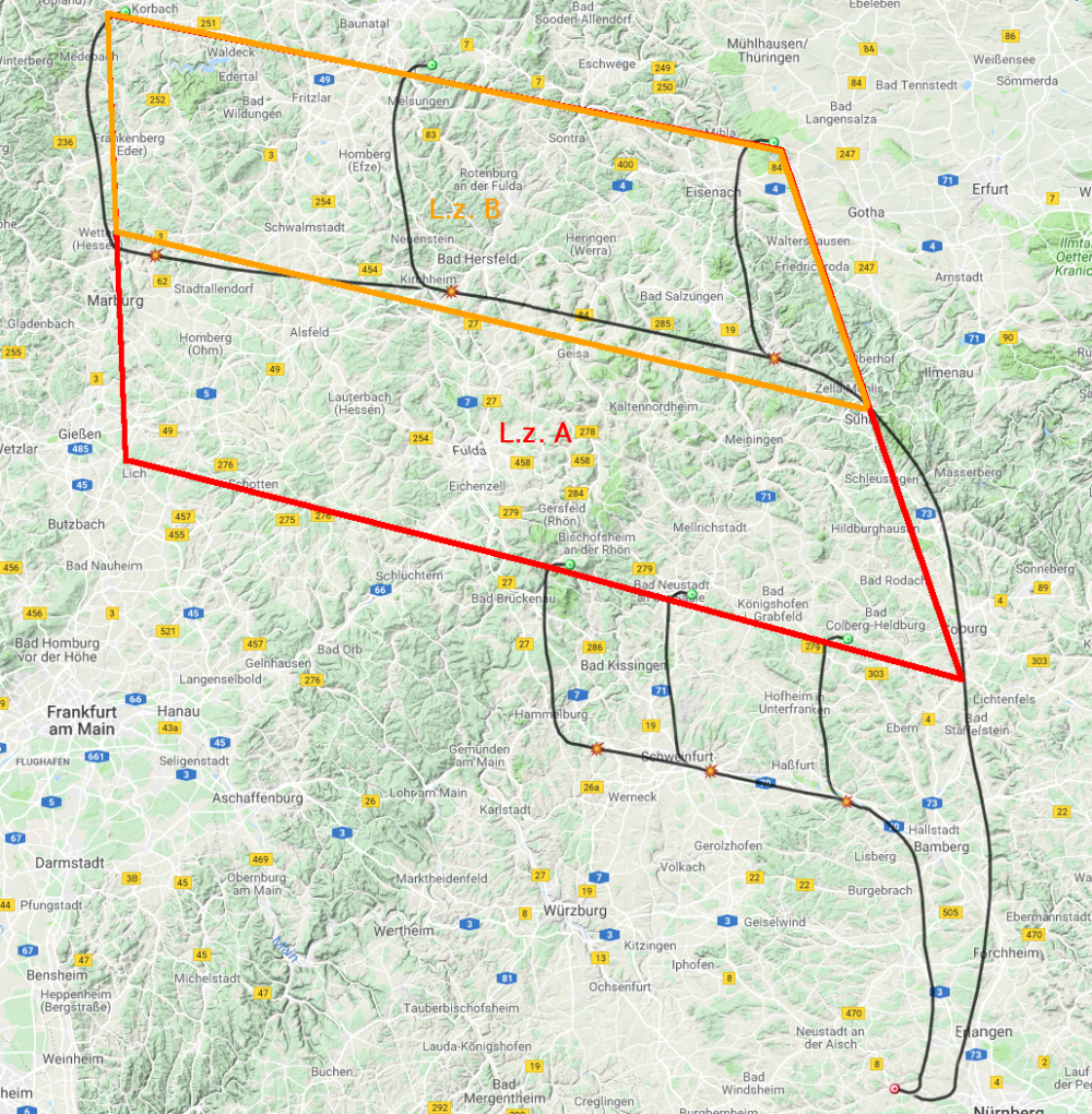 The estimated flight map consisting of several different simulations